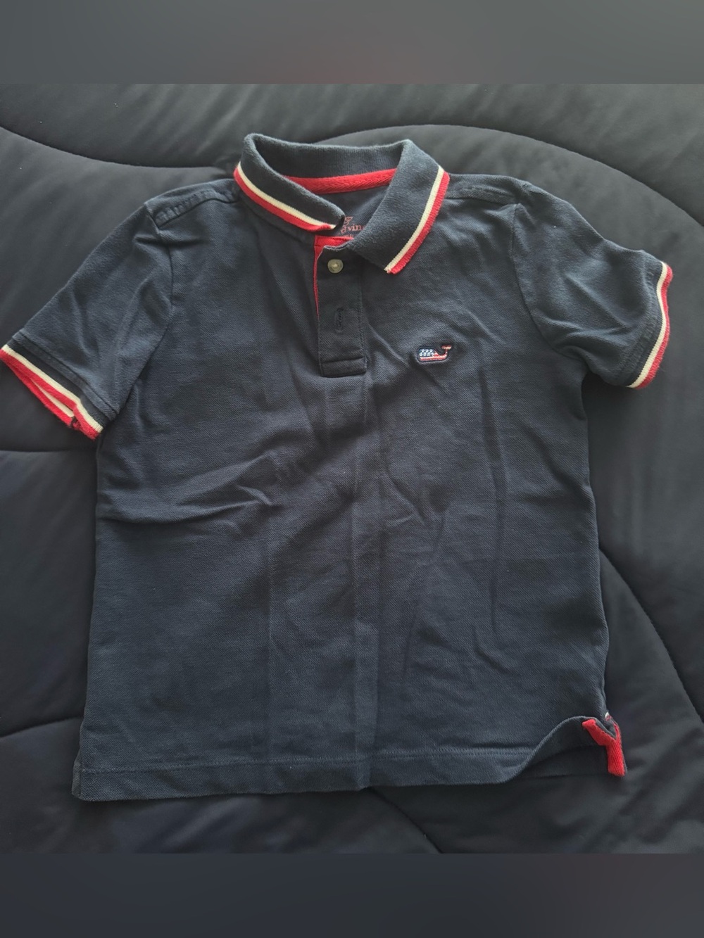 Boys' Navy Polo Shirt with Red Trim - Classic Short Sleeve